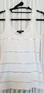 White House Black Market Silver Detail Tank Top